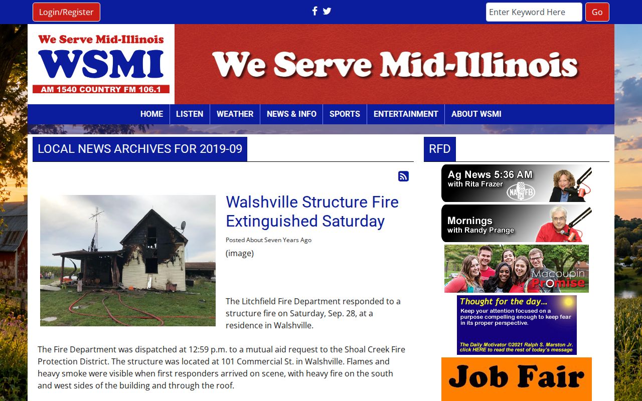Historical WSMI local news archive involving Montgomery County agencies